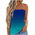 thumbnail image 1 of ZQGJB Womens Ombre Tube Tops Casual Summer Tie Dye Gradient Color Print Lace Crochet Eyelet Tanks Backless Dressy Bandeau Sleeveless Shirts Navy#01 M, 1 of 5