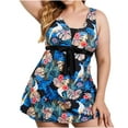 thumbnail image 1 of ZQGJB Womens Plus Size Tankini Swimsuits Vintage Floral Printed Summer Tummy Control Two Piece Bathing Suit Flowy Swimdress with Boyshorts(Blue#01,XXXL), 1 of 7