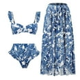 thumbnail image 1 of ZQGJB Womens Sexy Swimsuit with Long Chiffon Skirt Two Piece Set Summer Ruched Bikini Set Tummy Control Bathing Suit Beachwear Dress Coverups(Z15-Blue,M), 1 of 5