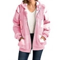 thumbnail image 1 of ZQGJB Womens Sherpa Pullover Tops Loose Fit Oversized Fuzzy Hoodie Double Fleece Sweatshirts Fluffy Plaid Outerwear Warm Coats with Pockets Pink S, 1 of 7