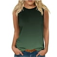 thumbnail image 1 of ZQGJB Womens Summer Sleeveless Tank Tops Casual Tie Dye Gradient Print Round Neck Graphic Tunic Blouse Loose Lightweight Comfy Camisole Vest Top Army Green XXXXXL, 1 of 4