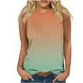 thumbnail image 1 of ZQGJB Womens Summer Sleeveless Tank Tops Casual Tie Dye Gradient Print Round Neck Graphic Tunic Blouse Loose Lightweight Comfy Camisole Vest Top Orange XL, 1 of 4