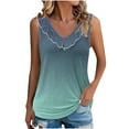 thumbnail image 1 of ZQGJB Womens Summer Tank Tops Casual Sleeveless Tie Dye Gradient Color Printed Tunic Top Loose Fit Ruffled Trim V Neck Shirts Navy M, 1 of 6