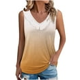 thumbnail image 1 of ZQGJB Womens Summer Tank Tops Casual Sleeveless Tie Dye Gradient Color Printed Tunic Top Loose Fit Ruffled Trim V Neck Shirts Orange XL, 1 of 6