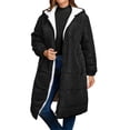 thumbnail image 1 of ZQGJB Womens Winter Long Coats Trendy Full Zip up Puffer Jacket Plush Thick Warm Sherpa Fleece Lined Down Cardigan Outwear Coat Long Sleeve Parka Oversized with Hood Black L, 1 of 9