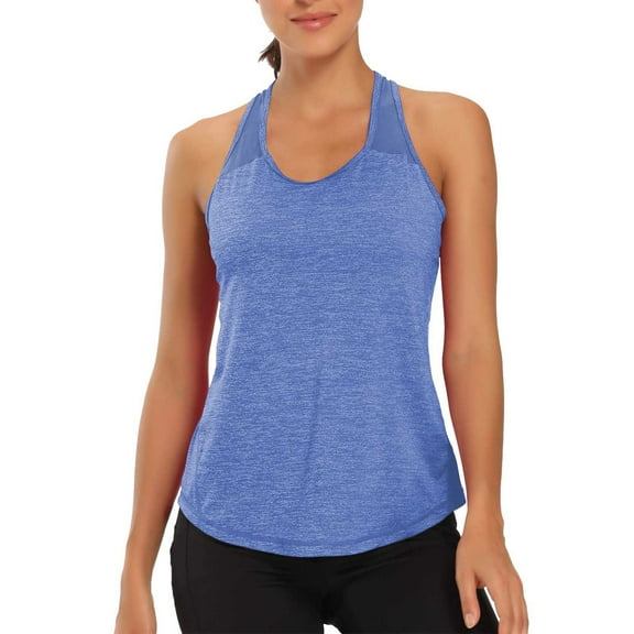 ZQGJB Womens Workout Tops for Women Racerback Tank Tops Mesh Yoga Shirts Breathable Athletic Running Tank Tops Sleeveless Gym Clothes Blue S