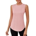 thumbnail image 1 of ZQGJB Workout Tank Tops for Women Athletic High Neck Tops Lightweight Sleeveless Hollow out Shirts Curved Hem Loose Fit Running Yoga Pink S, 1 of 8
