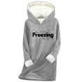 thumbnail image 1 of ZQGJB Yes, I'm Still Freezing. Me 24:7 Funny Printed Fleece Hoodie Tops for Women Loose Fit Casual Fall Winter Long Sleeve Sherpa Thick Warm Hooded Loungewear Pullover Sweatshirts Gray XL, 1 of 4