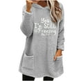 thumbnail image 1 of ZQGJB Yes, I'm Still Freezing Me 24:7 Print Long Sleeve Winter Thick Warm Hoodies Trendy Oversized Baggy Hooded Pullover Sweatshirts Loose Comfy Outwear Coat with Pockets Gray M, 1 of 5