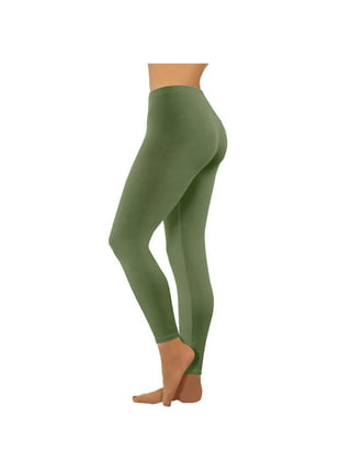 JWZUY Women's High Waist Solid Color Hip Lifting Exercise Fitness Tight  Yoga Pants Green S