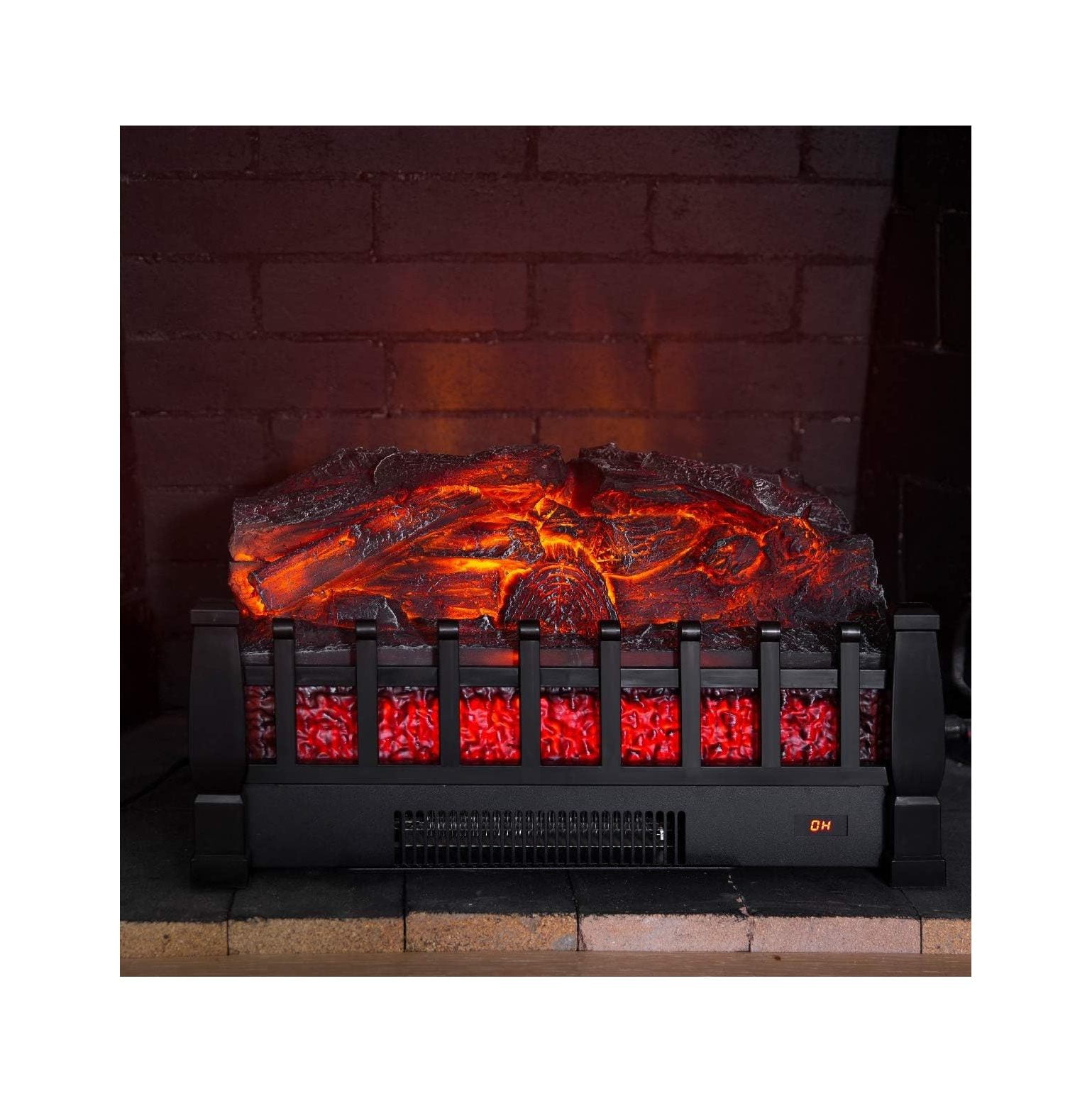 ZQRPCA 1500W Electric Infrared Heat Wood Logs Room Space Heater Timer Adjustable Flame