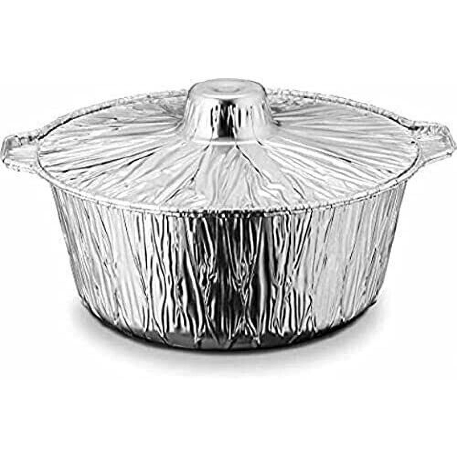 ZQRPCA 2 Medium Aluminum Disposable Pots w/Aluminum Lid Excellent for