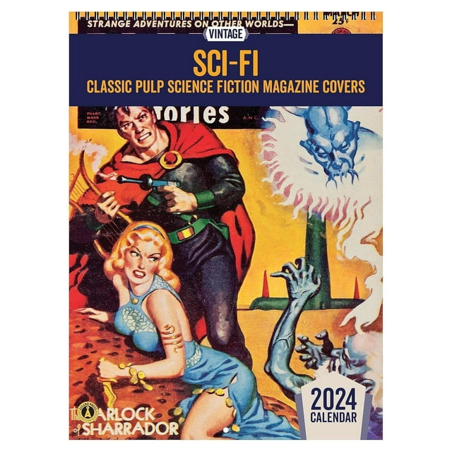 ZQRPCA 2024 Vintage SciFi Calendar, 16 Months, FrameReady Pulp