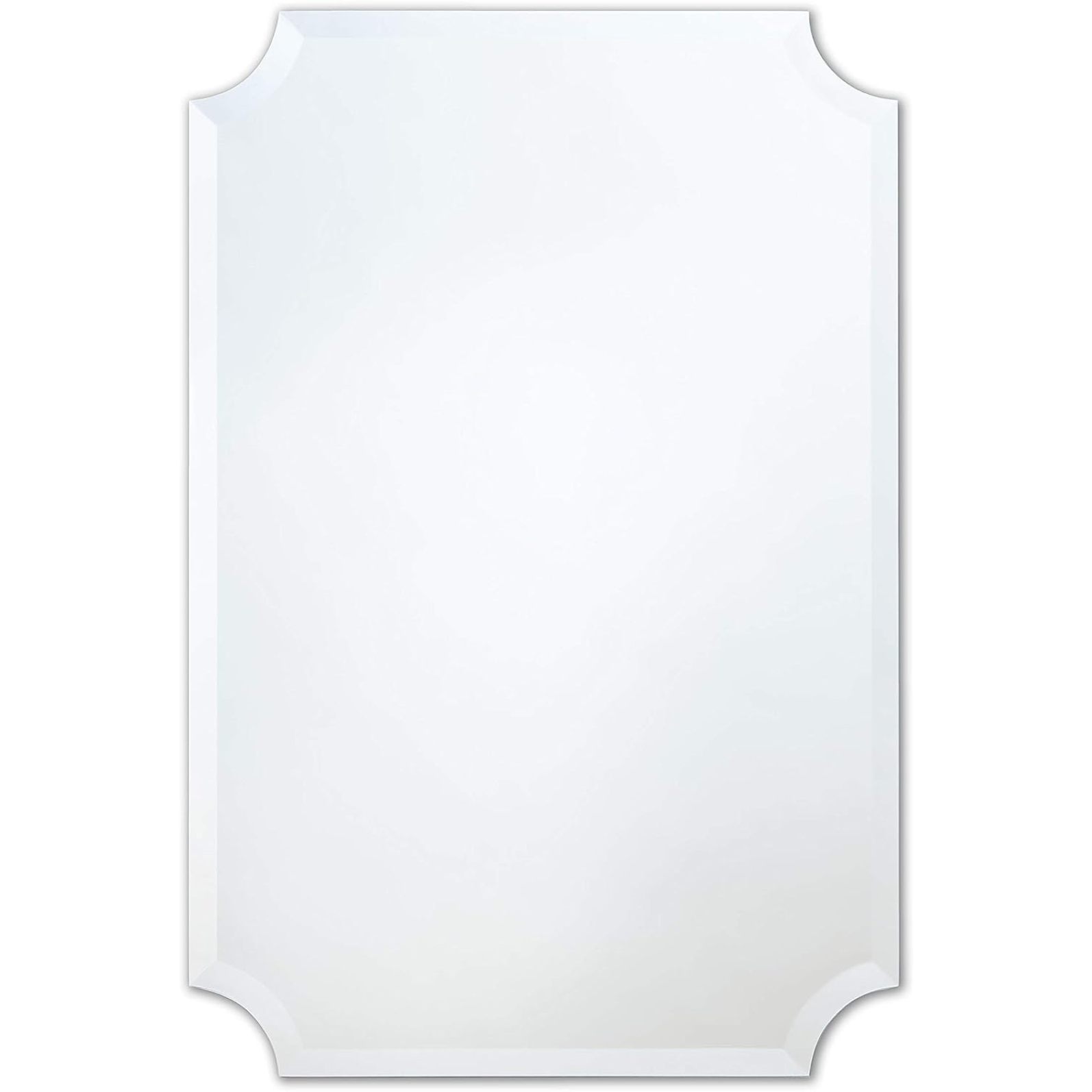 ZQRPCA 24" x 36" Frameless Scalloped Rectangle Mirror 1" Beveled Edge