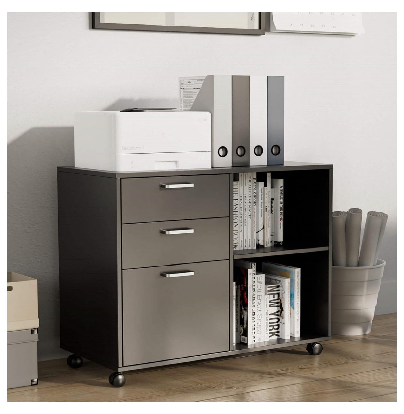 ZQRPCA 3Drawer File with Wheels,26.7" H Mobile Lateral Filing