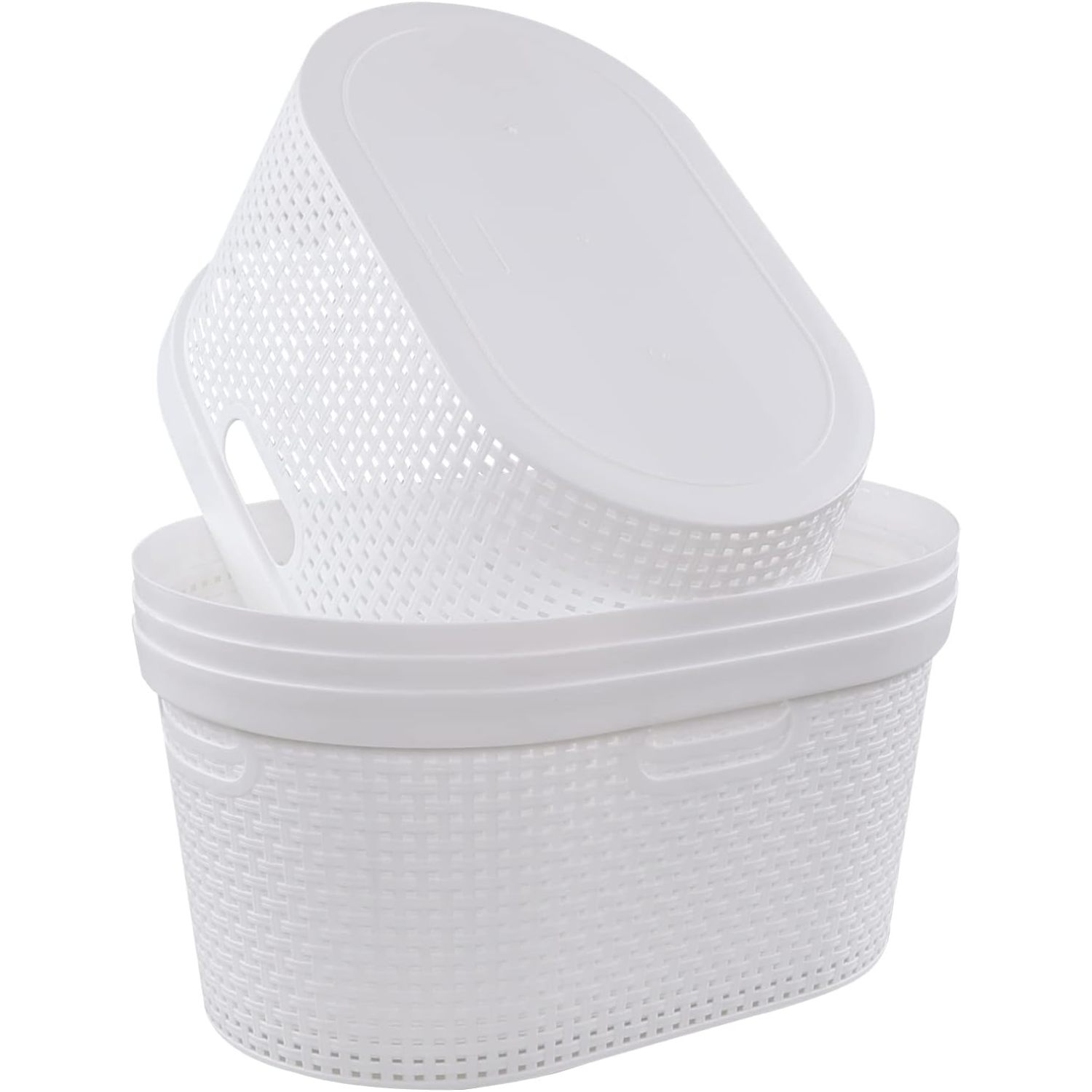 ZQRPCA 42 L Hip Hugger Laundry Basket, White Plastic Dirty Clothes Basket, 4Pack