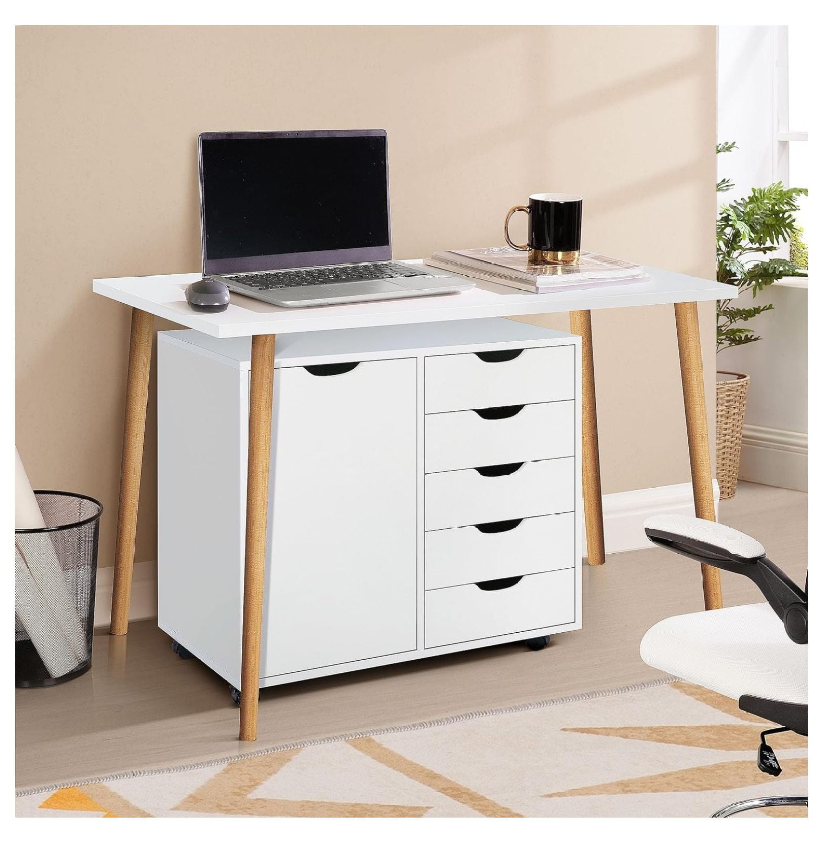 ZQRPCA 5 Drawer with Shelf Office Storage File Under Desk Storage File for