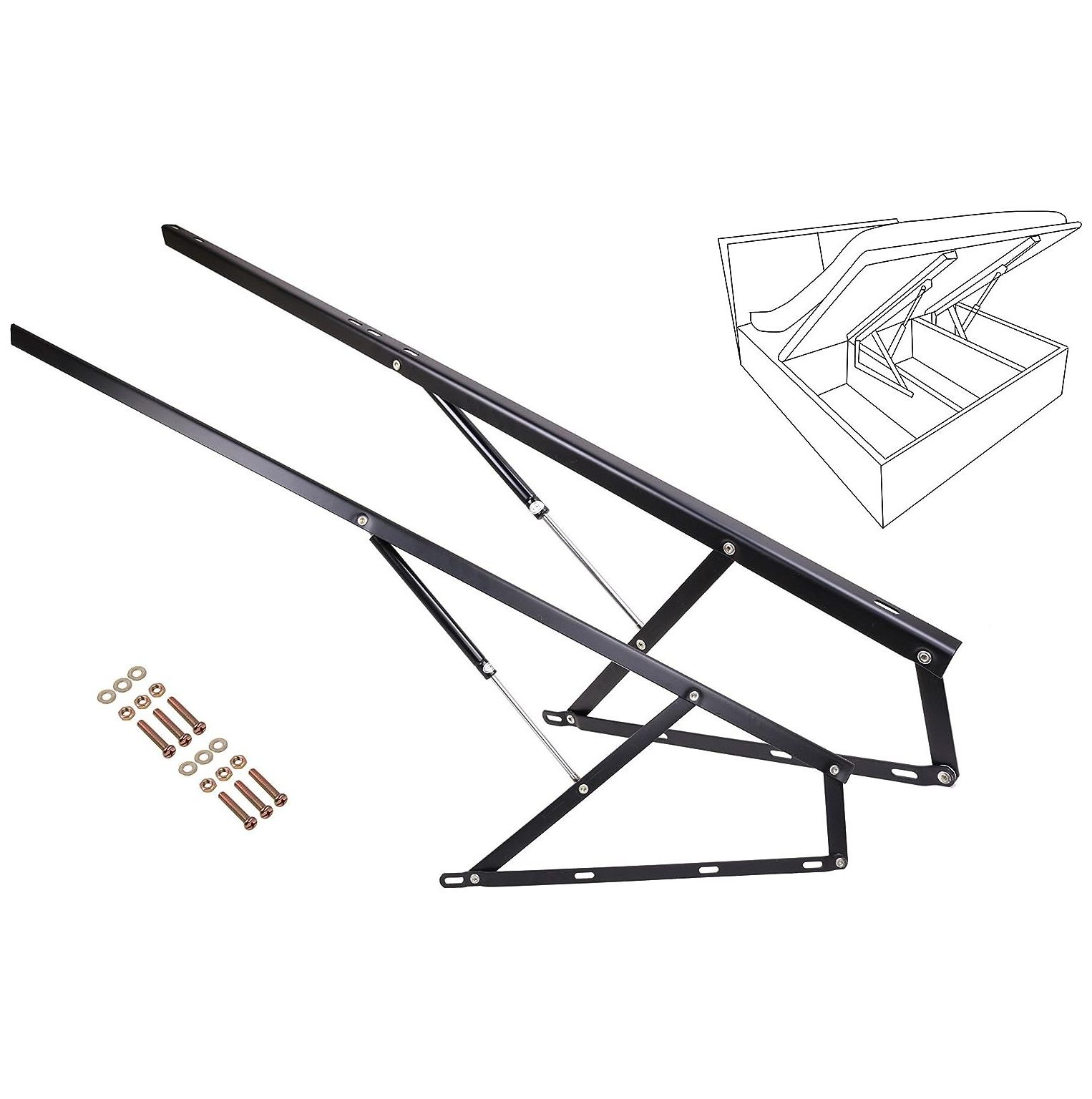 ZQRPCA 5FT Gas Piston Bed Lift Mechanisms for Sofa Bed Box Storage King