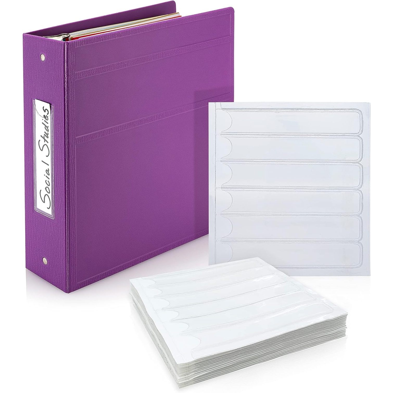 ZQRPCA 60 Pack, Clear Binder Spine Insert Adhesive Pockets, 1 x 5
