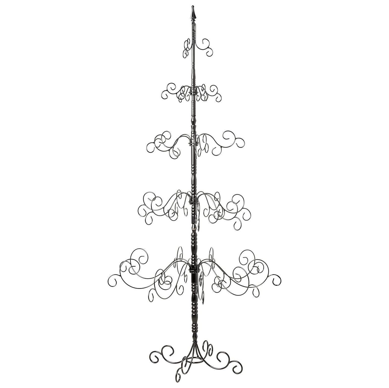 ZQRPCA 7 Foot Black Wrought Iron Christmas Tree, 5 Levels, Easy