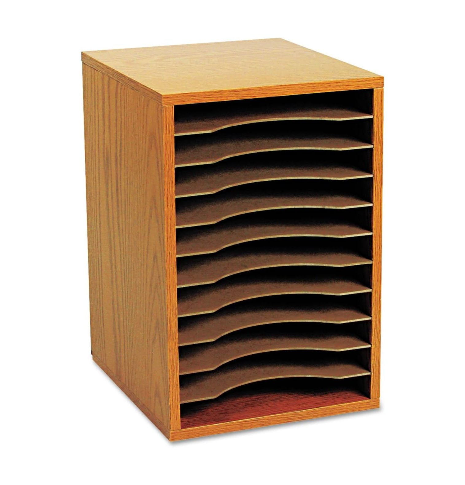 Oak Vertical Desktop Organizer with 11 Compartments
