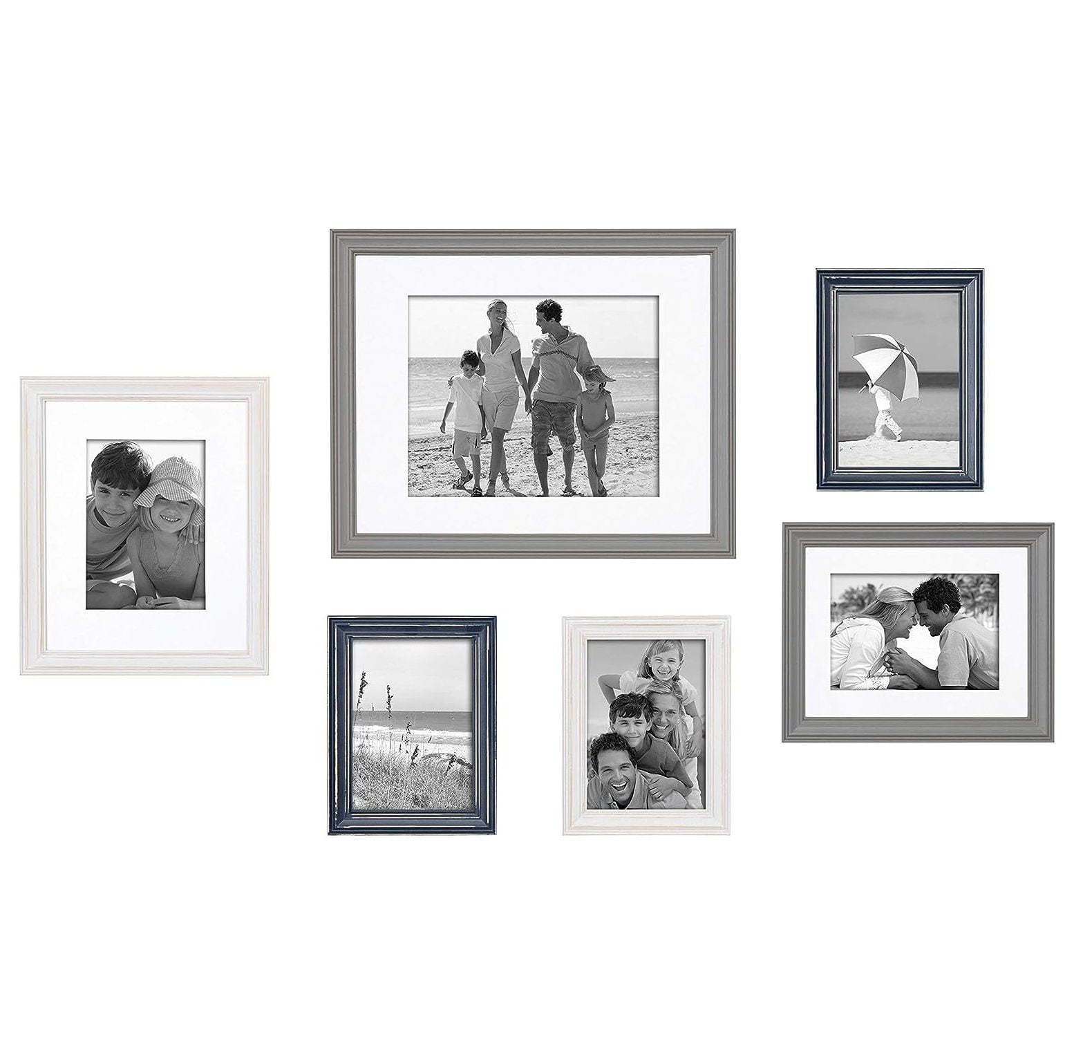 ZQRPCA Bordeaux Coastal Gallery Frame Wall Kit, Set of 6 with Assorted