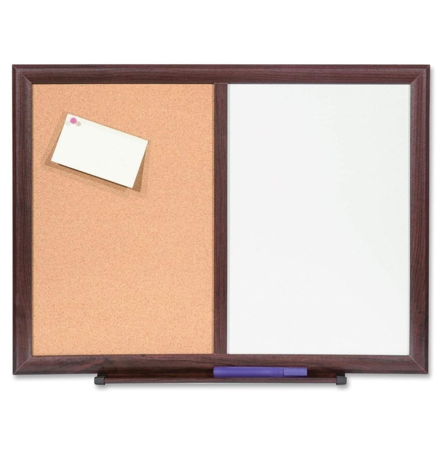 Elegant Mahogany 24" x 18" Dry-Erase Cork Bulletin Combo Board