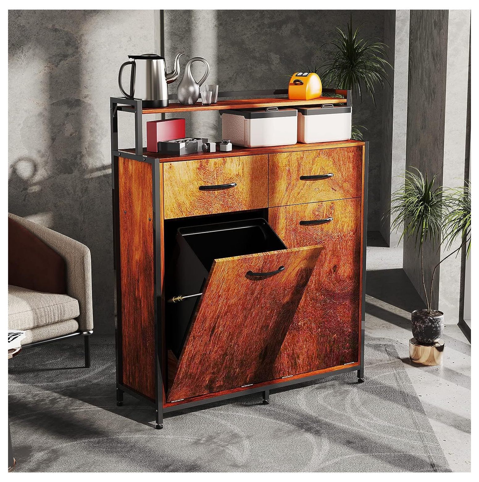 ZQRPCA Double Tilt Out Trash Dog Proof Trash cans, Large