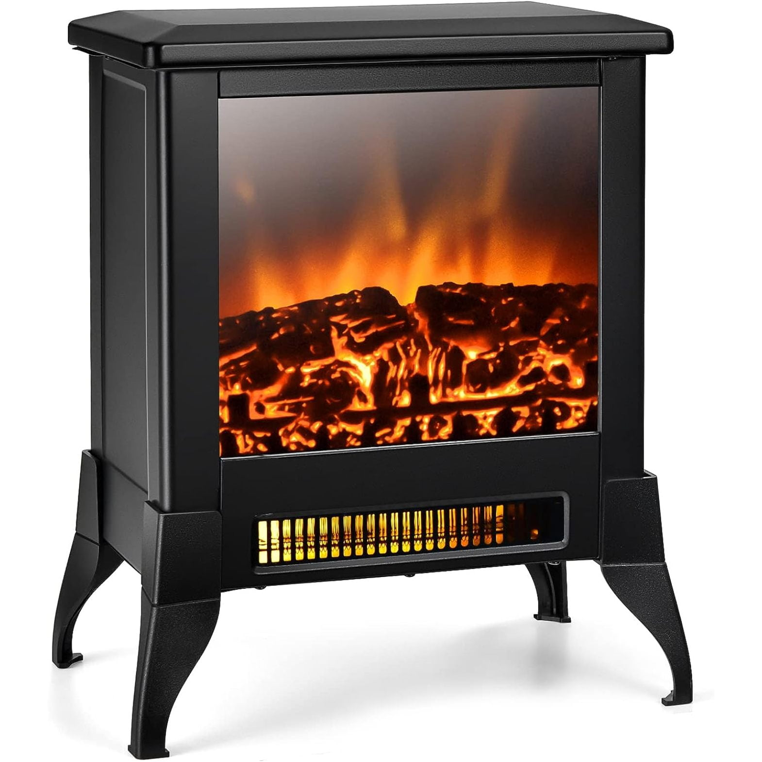 ZQRPCA Electric Fireplace Heater Freestanding, 1400W Compact Fireplace