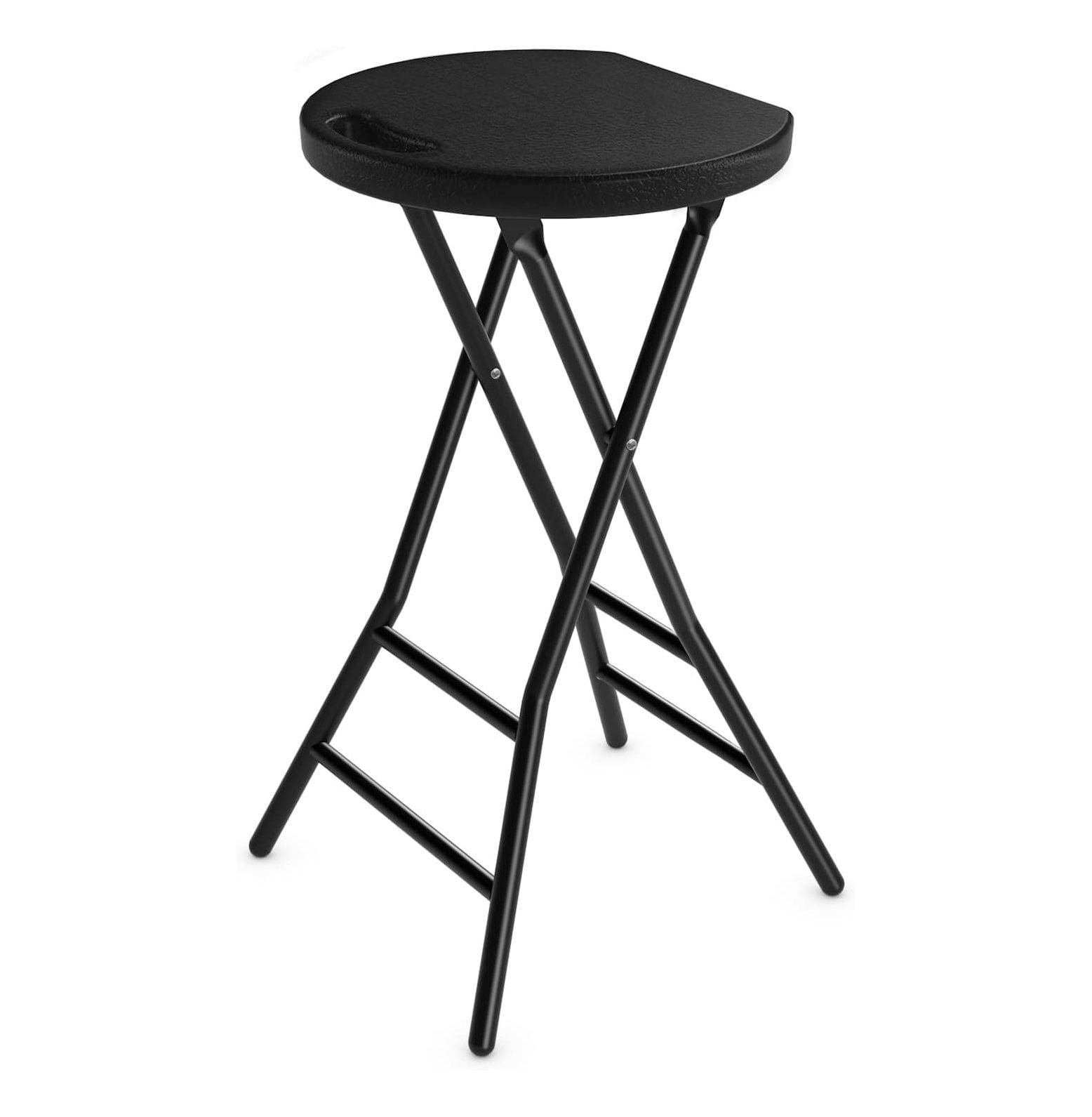 ZQRPCA Folding Stool, 24 inch Tall Folding Bar Stool with Handle, Metal
