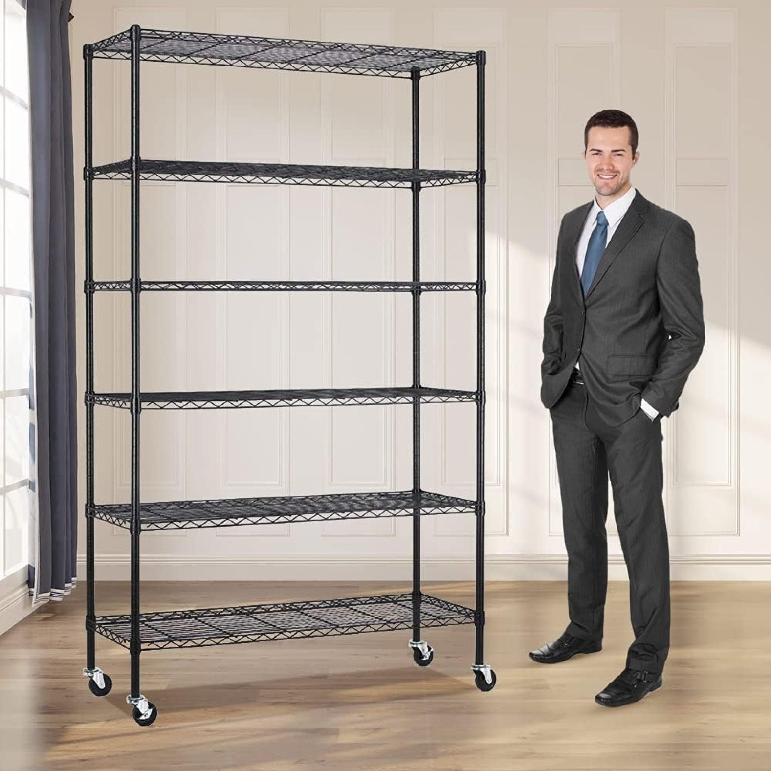ZQRPCA Storage Metal Shelf Heavy Duty Wire Shelving Unit with Wheels