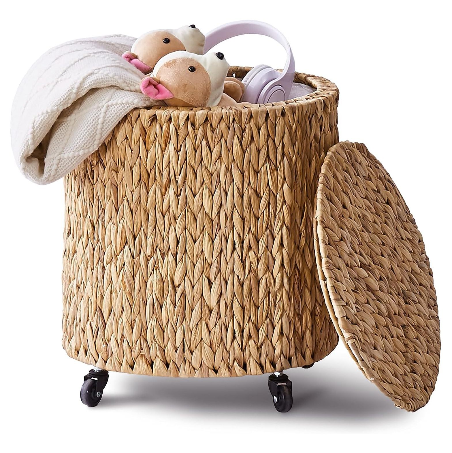 ZQRPCA Vintage Storage Basket, Multipurpose Rolling Hamper With