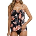 thumbnail image 1 of ZQUUVOU 2 Piece Bikini Set for Women Ruffled Flounce Tops High Waisted Bikini Sets Swimsuit Tummy Control Beach Pool Black, 1 of 3