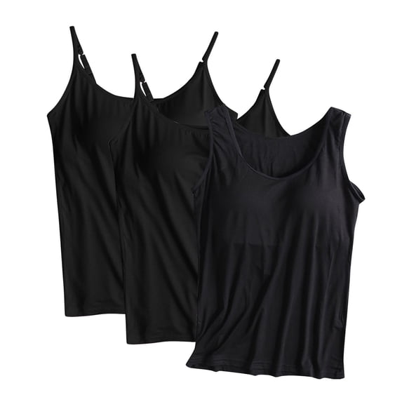 ZQUUVOU 3 Pack Tank Top For Women Camisole Solid Color Tops (Black,M)