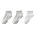 thumbnail image 1 of ZQUUVOU 3 Pairs Boys Girls Ankle Socks Knit Cotton Socks White Black Gray Basic Socks Athletic Classic Crew Socks White, 1 of 4