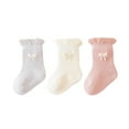 thumbnail image 1 of ZQUUVOU 3 Pairs Children's Solid Color Socks Ruffle Lace Solid Color Calf Socks Baby Newborn Winter Cozy Socks Gray, 1 of 3