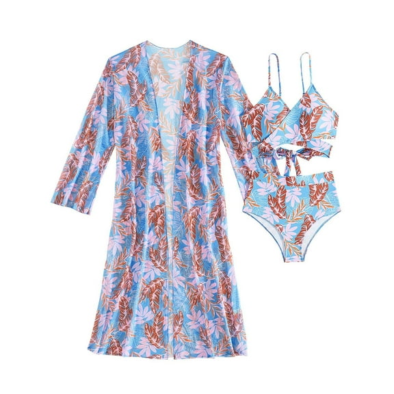 ZQUUVOU 3 Piece Swimsuits Women Bikini Sets with Cover Up Halter Bathing Suit Set Cutout Coverup (E-Purple,S)