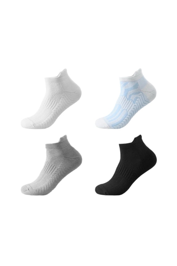 4 Pairs Men's Cotton Ankle Socks Solid Breathable Moisture Wicking Cushioned Anti Odor Running Athletic Socks Multicolor