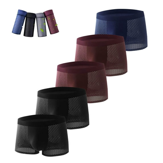 ZQUUVOU 5 Pack Mens Plus Size Underwear Pack Boxer Briefs Solid Color Breathable Briefs (Blue,2XL)