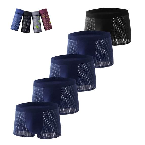 ZQUUVOU 5 Pack Mens Plus Size Underwear Pack Boxer Briefs Solid Color Breathable Briefs (Dark Blue,3XL)