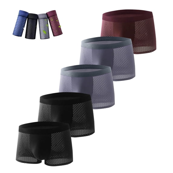 Zwiiyzr 5 Pack Mens Plus Size Underwear Pack Boxer Briefs Solid Color Breathable Briefs (Dark Gray,L)