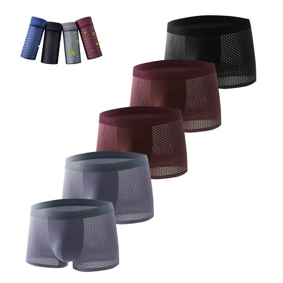 ZQUUVOU 5 Pack Mens Plus Size Underwear Pack Boxer Briefs Solid Color Breathable Briefs (Gray,2XL)