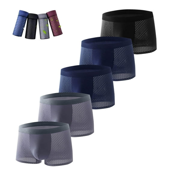 ZQUUVOU 5 Pack Mens Plus Size Underwear Pack Boxer Briefs Solid Color Breathable Briefs (Gray,3XL)