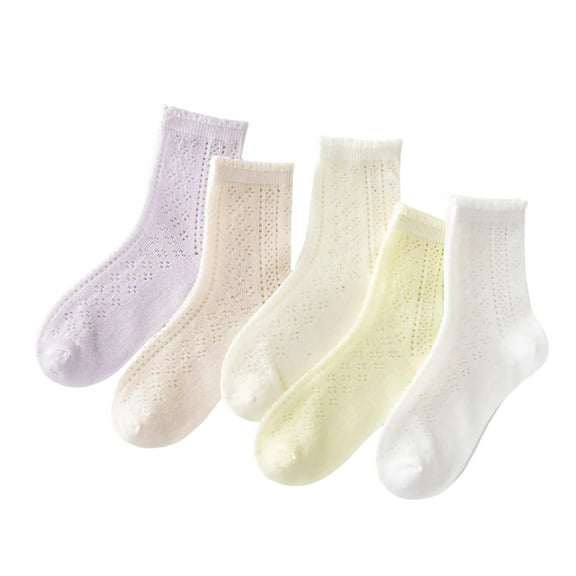 ZQUUVOU 5 Pairs Children's Girls Ankle Socks Colorful Cotton Socks Thin Breathable Socks for 1-12 Years Teen Girls Multicolor