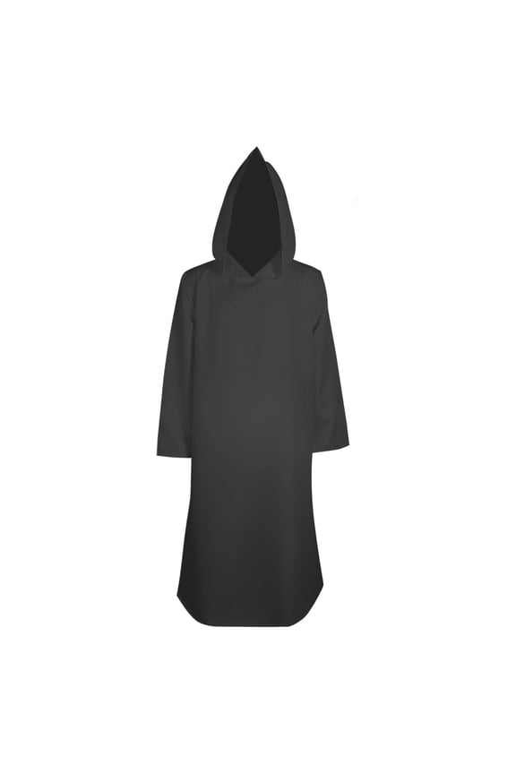 Adult Halloween Theme Tunic Hooded Robe Men Knight Cloak Fancy Cool Role Play Clothes Cape Coat Black