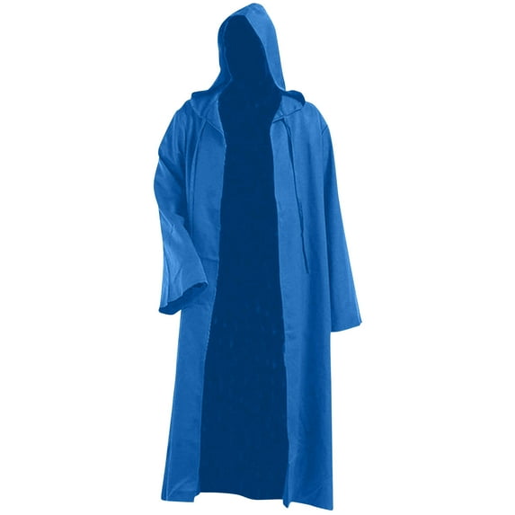 ZQUUVOU Adult Halloween Theme Tunic Hooded Robe Men Knight Cloak Fancy Cool Role Play Clothes Cape Coat Blue