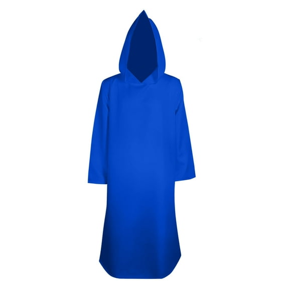 ZQUUVOU Adult Halloween Theme Tunic Hooded Robe Men Knight Cloak Fancy Cool Role Play Clothes Cape Coat Blue