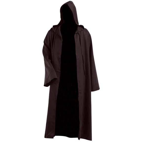 ZQUUVOU Adult Halloween Theme Tunic Hooded Robe Men Knight Cloak Fancy Cool Role Play Clothes Cape Coat Coffee