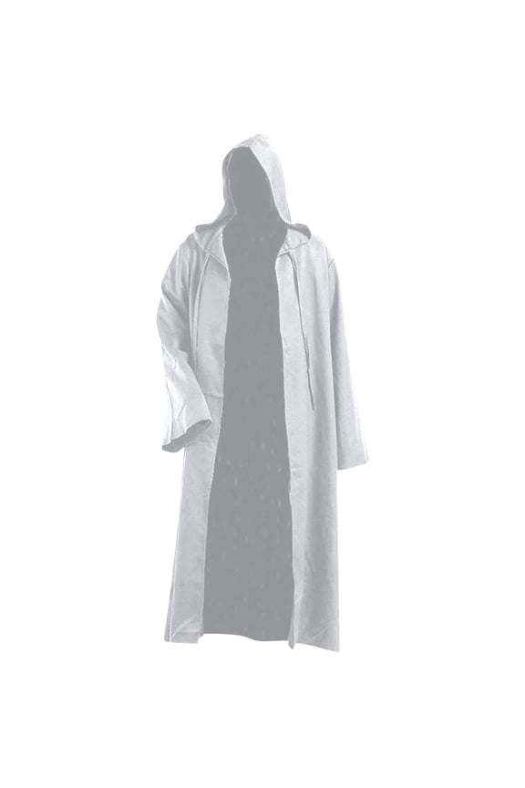 Adult Halloween Theme Tunic Hooded Robe Men Knight Cloak Fancy Cool Role Play Clothes Cape Coat White