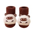 thumbnail image 1 of ZQUUVOU Baby Cartoon Booties Socks Grip Socks Winter Warm Fuzzy Socks Newborn Infant Unisex Thick Cotton Plush Socks Burgundy, 1 of 4